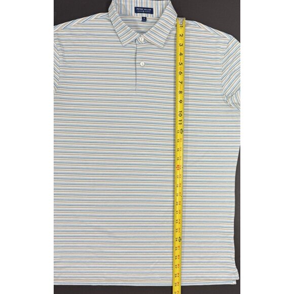 Peter Millar Polo Shirt Mens Crown Crafted Medium Striped Belfair Golf Club - Picture 12 of 14